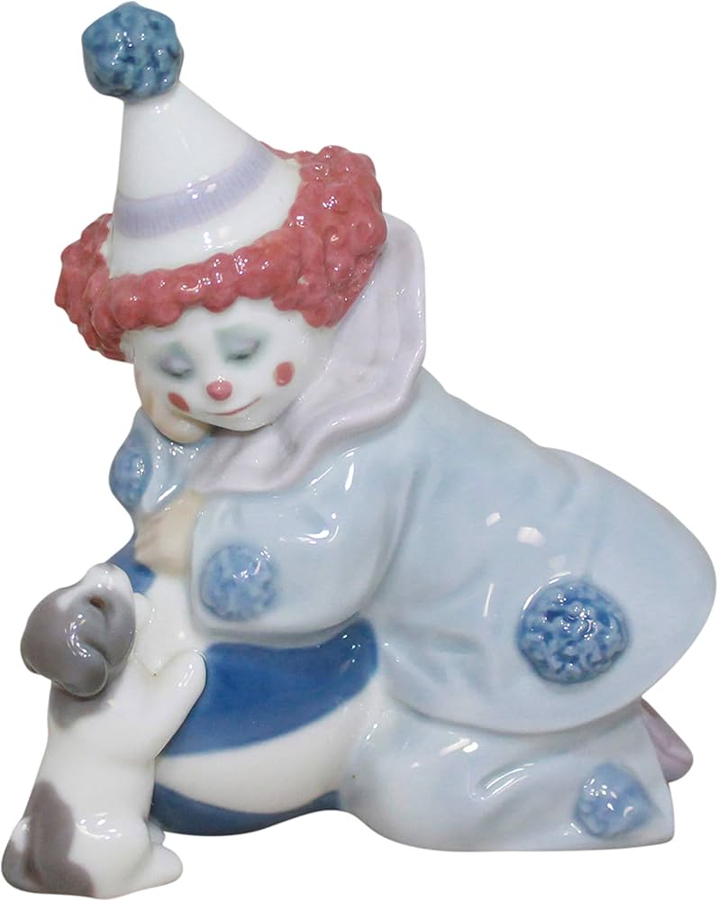 【美品】LLADRO リヤドロ　5278 子犬とボールを持つピエロ　仔犬　ピエロ Amazon.co.jp: Lladro フィギュア 5278 ピエロ 子犬とボール付き